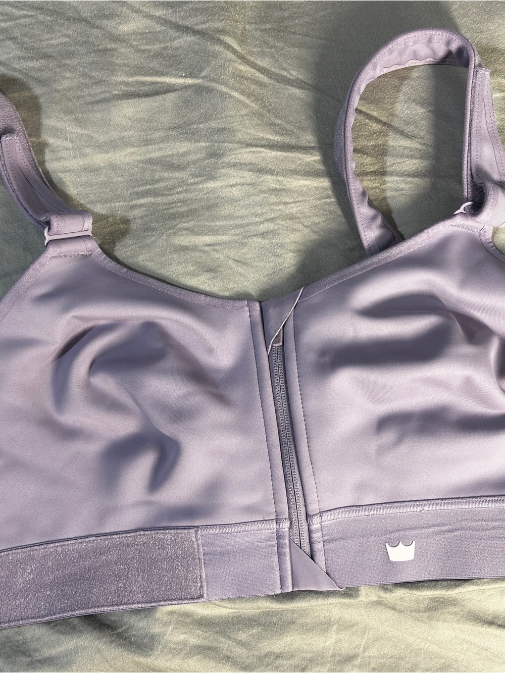 SHEFIT Front-Zip Performance Bra in Lavender 3Luxe
